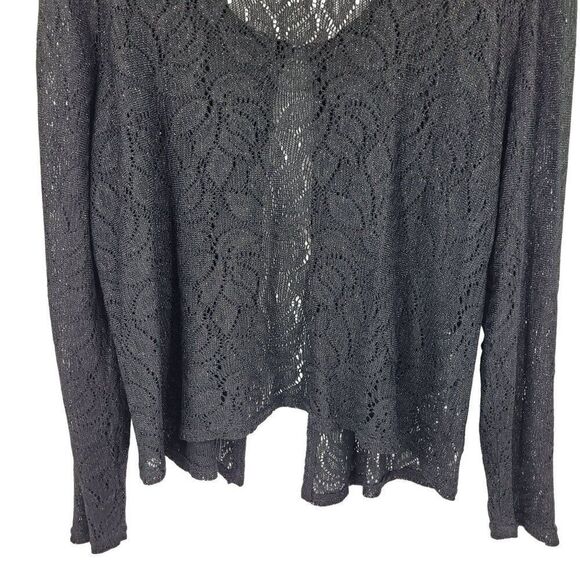 Vtg Black Lace Cardigan Sweater Button Front Sz 16 Formal Metallic Fleck Womens - Picture 9 of 10